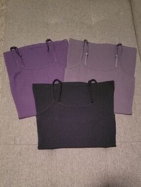 3-Pack Women's Tank Tops - Dark Purple, Gray, Black with Adjustable Straps Sz XS